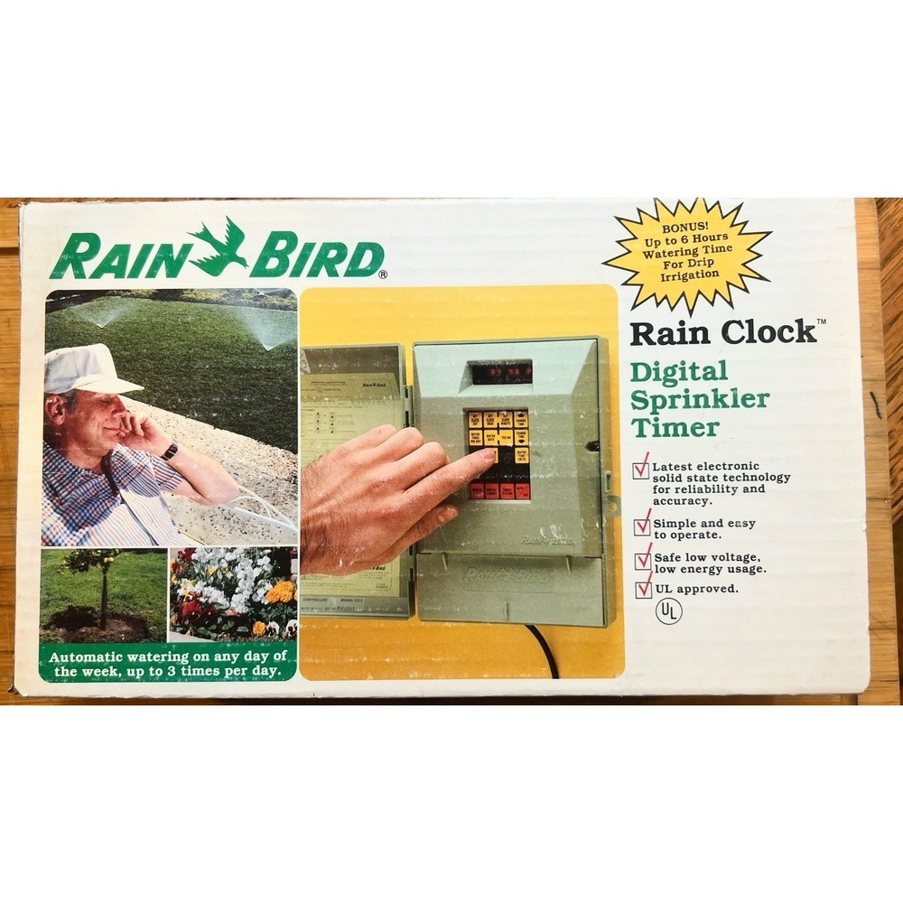 Vintage Rain Bird CRC-4 Computer Sprinkler Timer Green Box Manual Tested 4-Zones